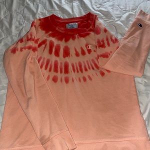 Coral tie dye champion sweater